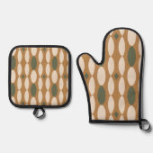 Retro Geometric Oven Mitt & Pot Holder Set (Voorkant)