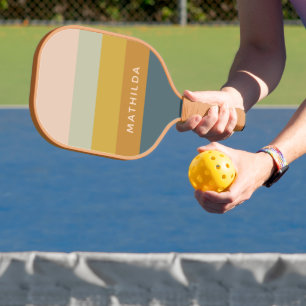 Retro Geometric Pastel Color Block Personated Pickleball Paddle