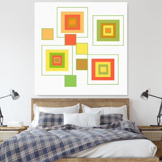 Retro Geometric Pattern Abstract Canvas Afdruk (Insitu (Slaapkamer))