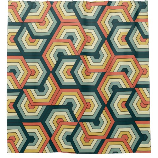 Retro Geometric Pattern Douchegordijn (Voorkant)