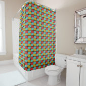 Retro Geometric Pattern Douchegordijn (In situ)