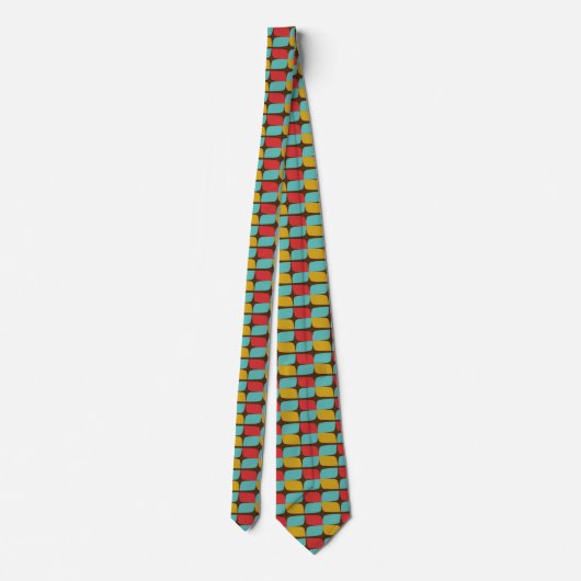 Retro Geometric Pattern op brown Stropdas (Achterkant)