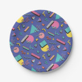 Retro Geometric Pattern Papieren Bordje (Voorkant)