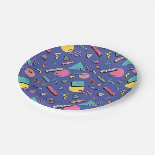 Retro Geometric Pattern Papieren Bordje (Gekanteld)