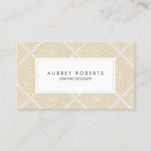 Retro Geometric Pattern Professional Beige White Visitekaartje