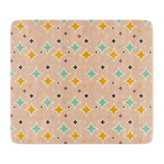 Retro geometric pattern with teal, orange, black snijplank (Voorkant)