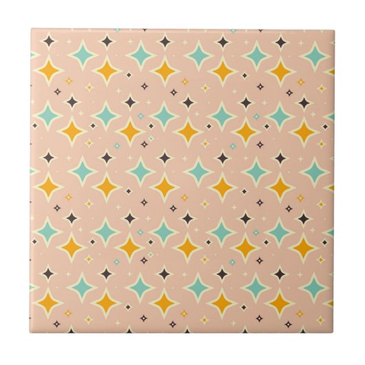 Retro geometric pattern with teal, orange, black tegeltje (Voorkant)