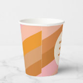Retro Geometric Pink Oranje Custom Vrijgezellenfee Papieren Bekers (Rechts)