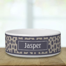 Retro Geometric Print Pet Bowl