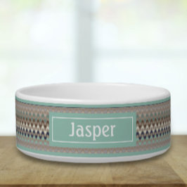 Retro Geometric Print Pet Bowl Voerbakje