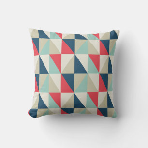 Retro Geometric Red en Blue Triangles Pattern Kussen