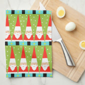 Retro Geometric Santa Kitchen Towel Theedoek (Quarter Fold)