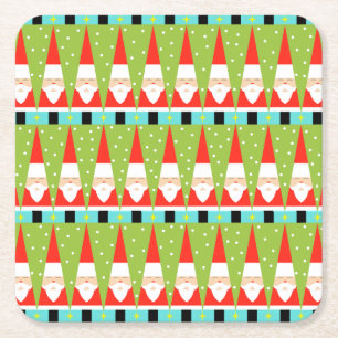 Retro Geometric Santa Paper Onderzetters