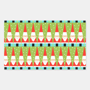 Retro Geometric Santa Rectangle Stickers