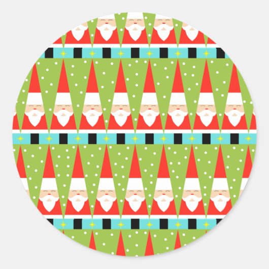 Retro Geometric Santa Round Stickers (Voorkant)