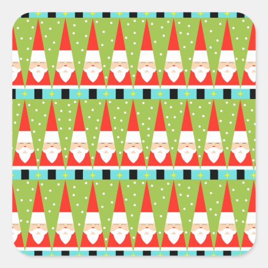 Retro Geometric Santa Square Stickers (Voorkant)
