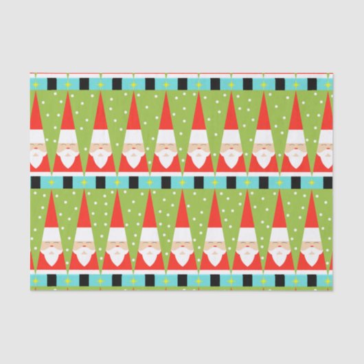 Retro Geometric Santa Tissue Paper Tissuepapier (Voorkant)
