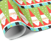 Retro Geometric Santa Wrapping Paper Cadeaupapier (Rol Hoek)