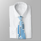 Retro Geometric Shades of Blue Grey Pattern Stropdas (Gebonden)
