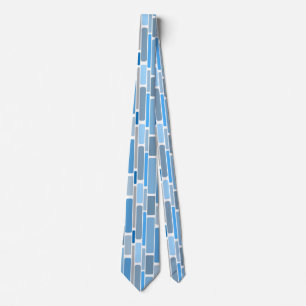 Retro Geometric Shades of Blue Grey Pattern Stropdas