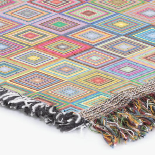 Retro Geometric Square Tile Pattern Deken (Hoek)