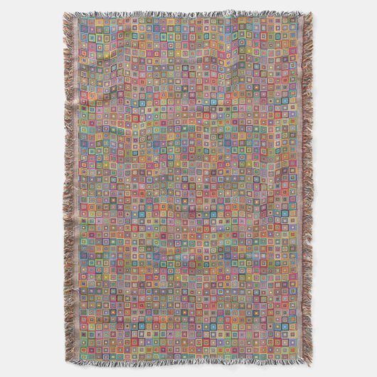 Retro Geometric Square Tile Pattern Deken (Voorkant Verticaal)