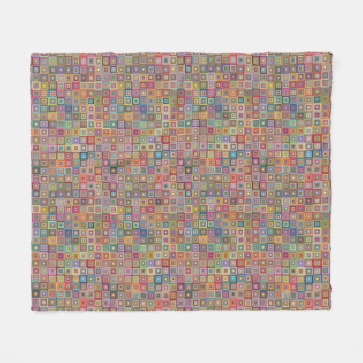 Retro Geometric Square Tile Pattern Fleece Deken (Voorkant (Horizontaal))