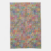 Retro Geometric Square Tile Pattern Theedoek (Verticaal)