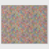 Retro Geometric Tile Pattern Cadeaupapier (Vlak)