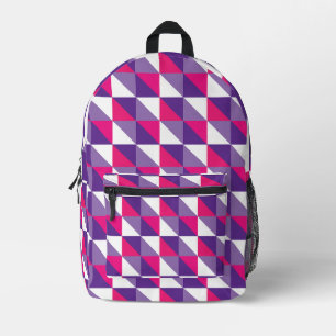 Retro Geometrisch Abstract Roze Paars & Wit Bedrukte Rugzak