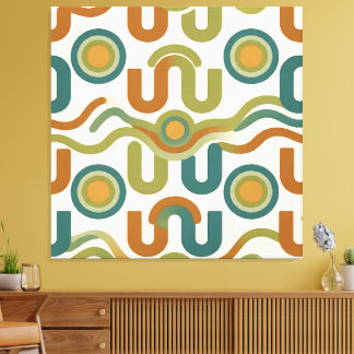 Retro geometrisch atoompatroon uit het midden van canvas afdruk