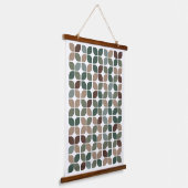 Retro geometrisch bladpatroon groen bruin taupe hangend wandkleed (Gebogen)