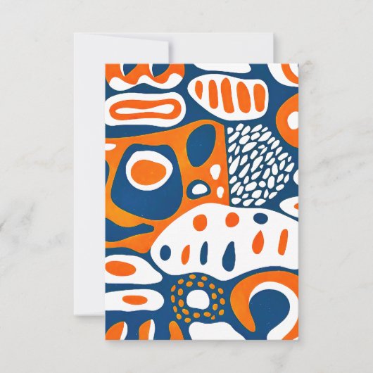 Retro geometrisch blauw sinaasappel wit bedankkaart (Voorkant)