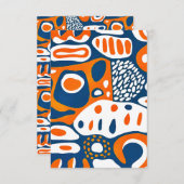 Retro geometrisch blauw sinaasappel wit bedankkaart (Voorkant / Achterkant)