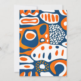 Retro geometrisch blauw sinaasappel wit bedankkaart