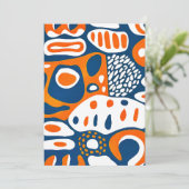 Retro geometrisch blauw sinaasappel wit kaart (Staand voorkant)