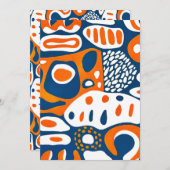 Retro geometrisch blauw sinaasappel wit kaart (Voorkant / Achterkant)