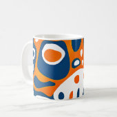 Retro geometrisch blauw sinaasappel wit koffiemok (Voorkant links)