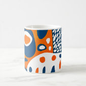 Retro geometrisch blauw sinaasappel wit koffiemok (Center)