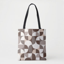 Retro geometrisch curvepatroon - Terra Brown Draagtas
