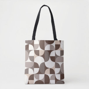 Retro geometrisch curvepatroon - Terra Brown Draagtas