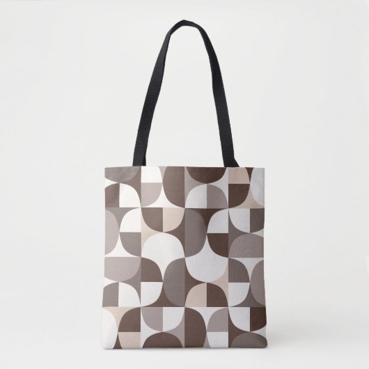 Retro geometrisch curvepatroon - Terra Brown Draagtas (Voorkant)
