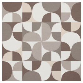Retro geometrisch curvepatroon - Terra Brown Stof