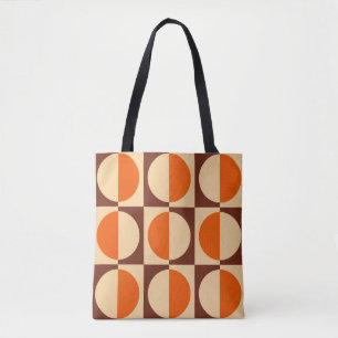 Retro Geometrisch half vierkant en cirkelpatroon Draagtas