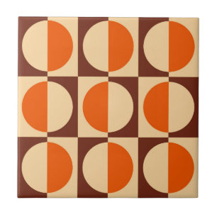 Retro Geometrisch half vierkant en cirkelpatroon Tegeltje