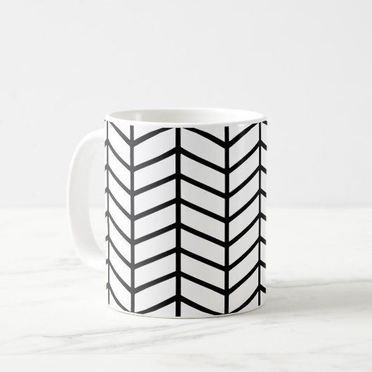 Retro Geometrisch Minimalistisch Wit Zwart 60s Sca Koffiemok (Voorkant links)