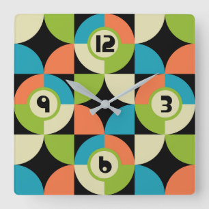 retro geometrisch modernistisch patroon vierkante klok