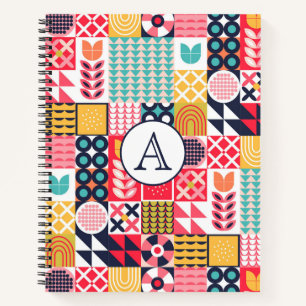 Retro geometrisch monogram notitieboek