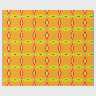 Retro geometrisch oranje en limoen diamantpatroon cadeaupapier