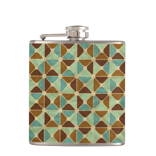 Retro geometrisch patroon 2 heupfles (Voorkant)